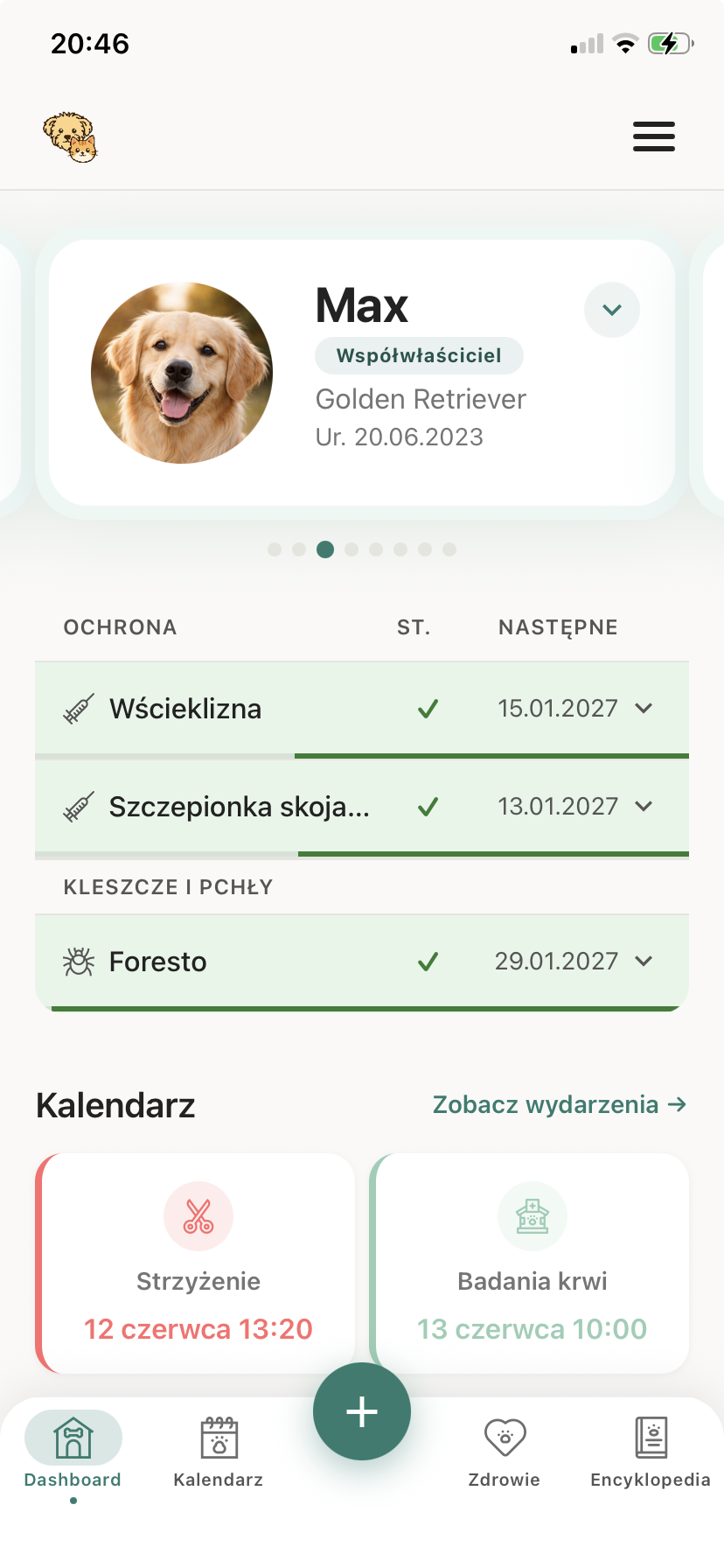Screenshot: Main dashboard
